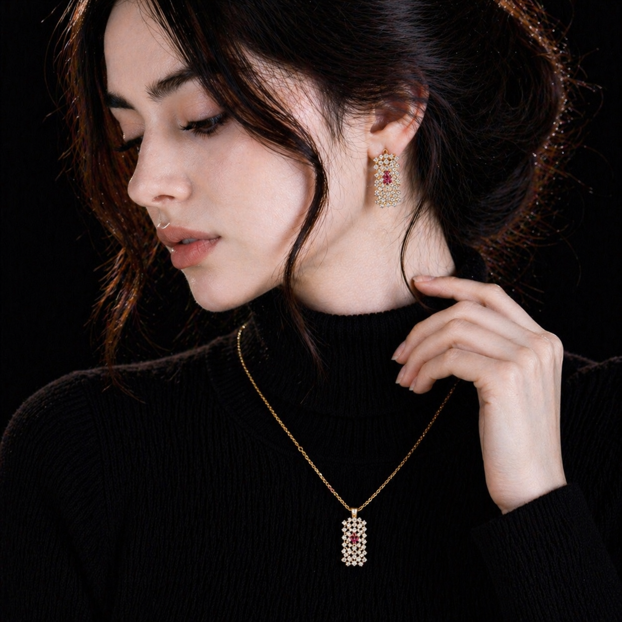 Luxury Crystal Bar Necklace Set