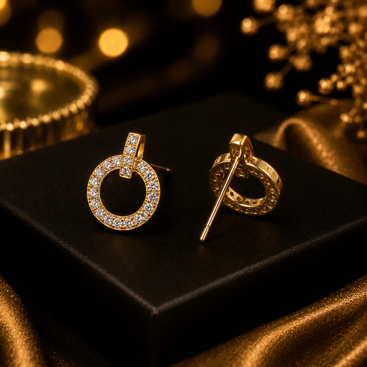 Luxury Crystal Circle Stud Earrings