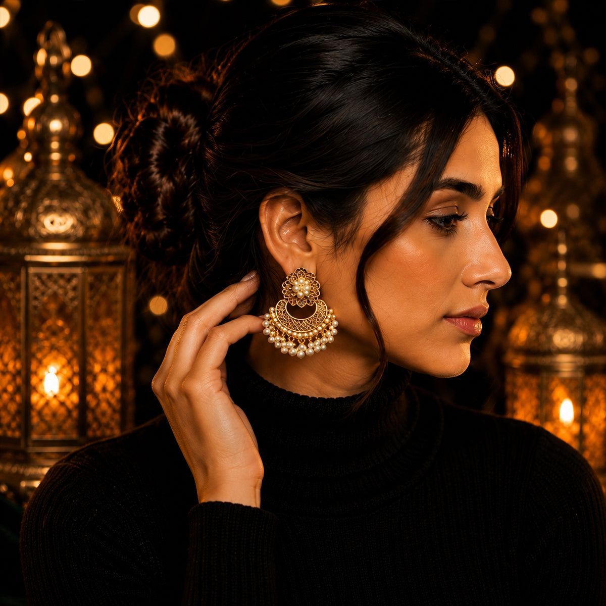 Luxury Pearl Chandbali Earrings