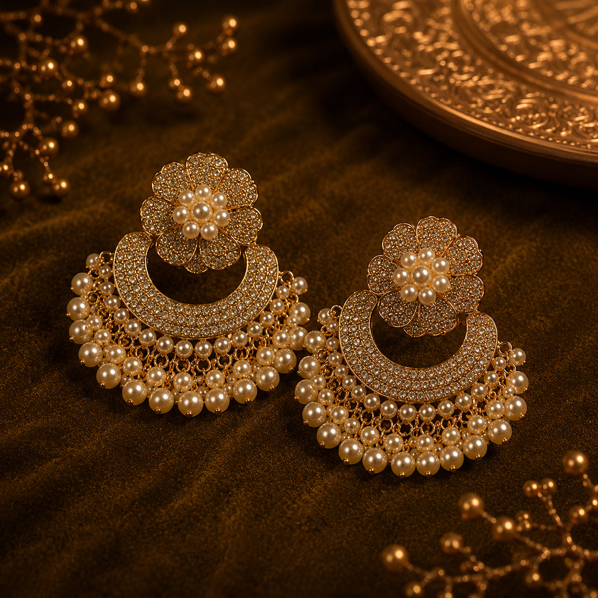 Luxury Pearl Chandbali Earrings
