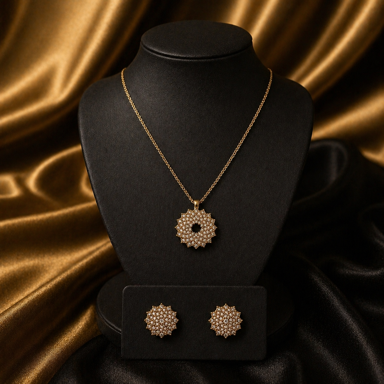 Luxury Crystal Sunflower Necklace Set