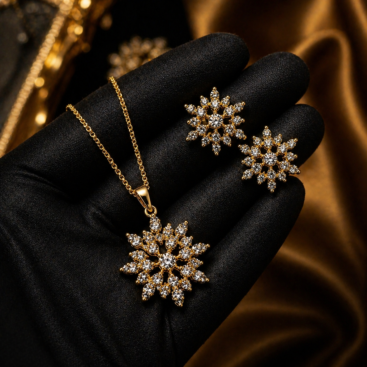 Luxury Crystal Snowflake Necklace Set
