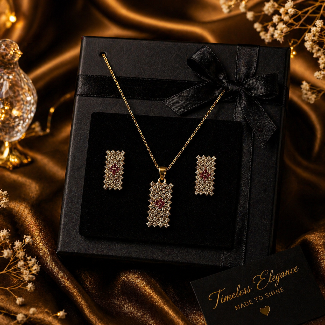 Luxury Crystal Bar Necklace Set