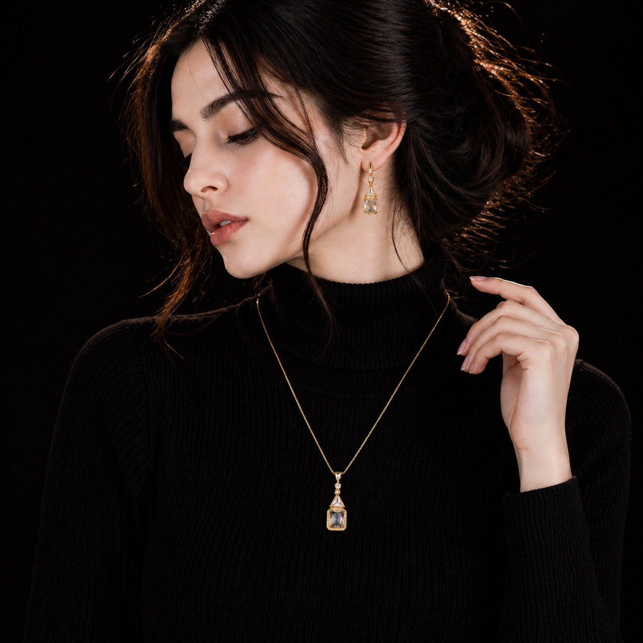 Luxury Crystal Drop Necklace Set