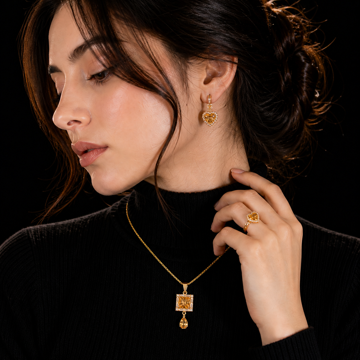 Luxury Golden Crystal Jewelry Set