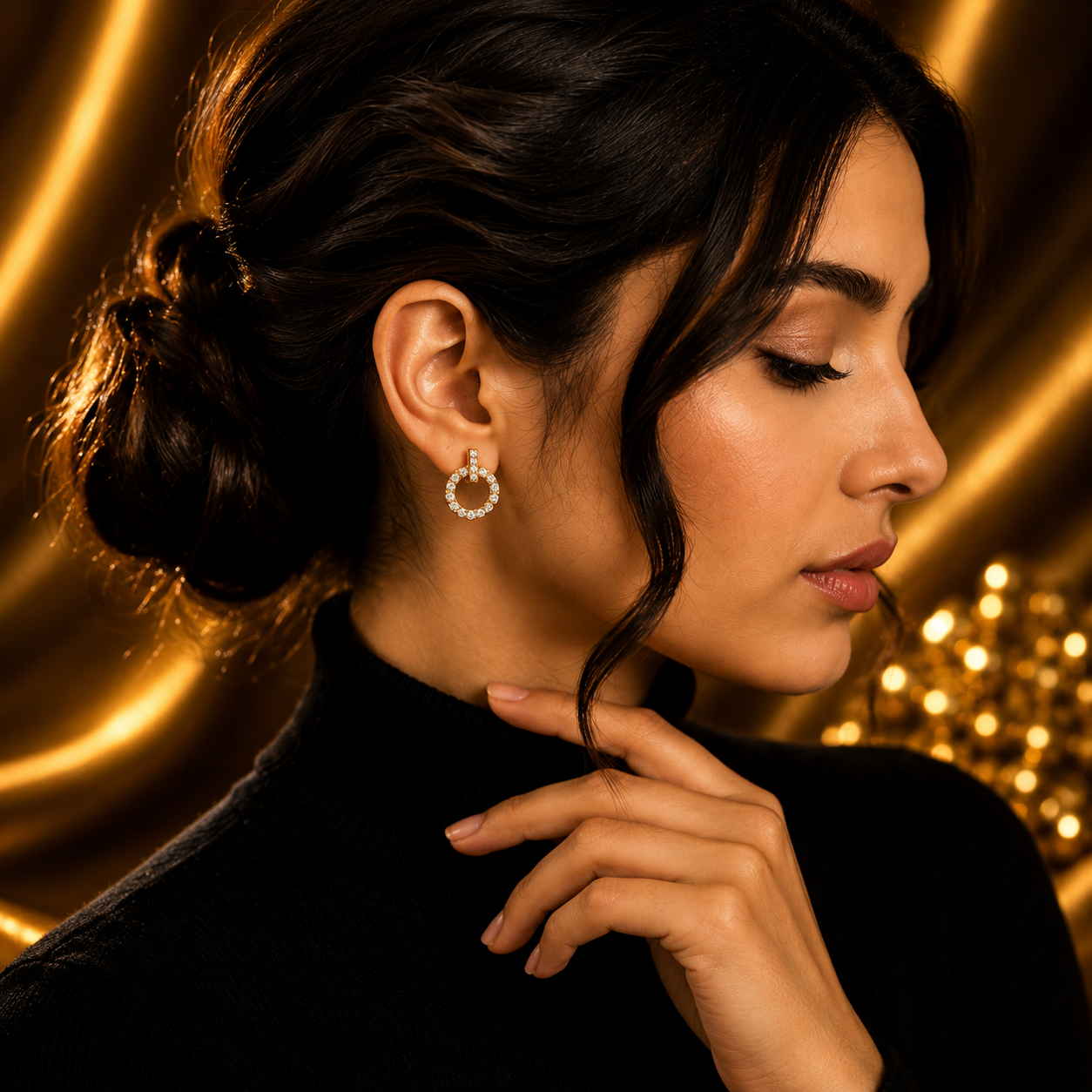 Luxury Crystal Circle Stud Earrings