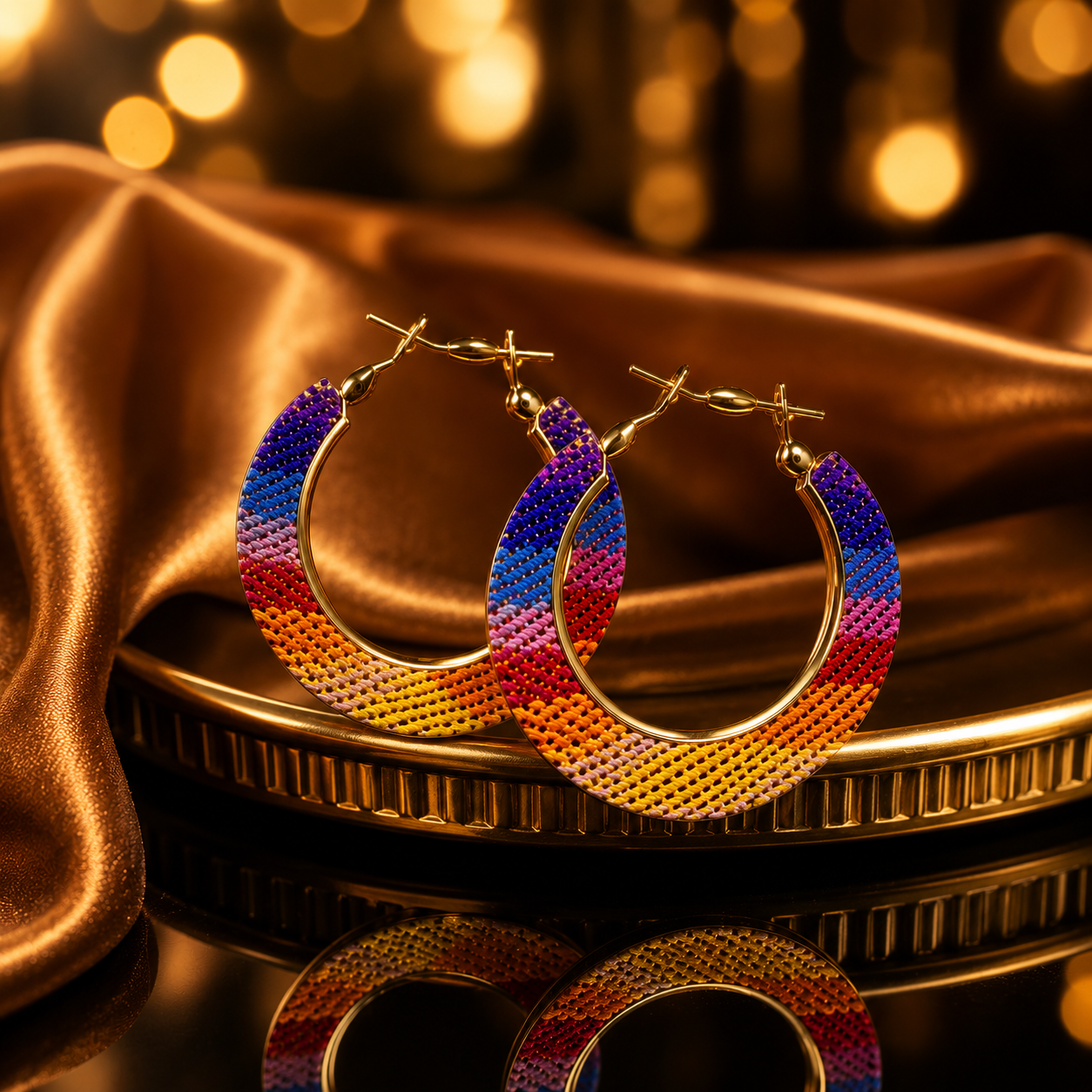 Rainbow Hoop Statement Earrings