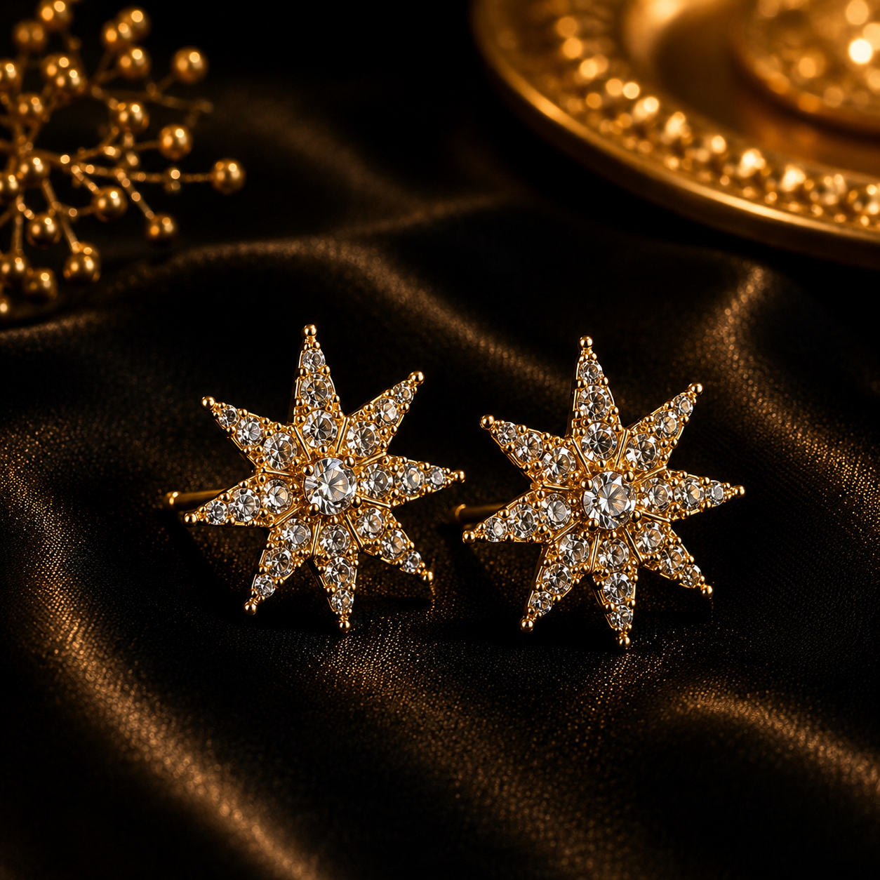 Luxury Sunburst Crystal Stud Earrings