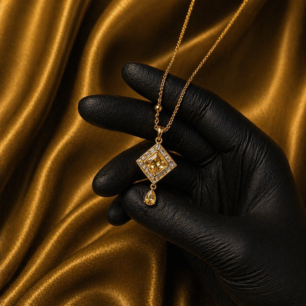 Luxury Amber Crystal Pendant Necklace